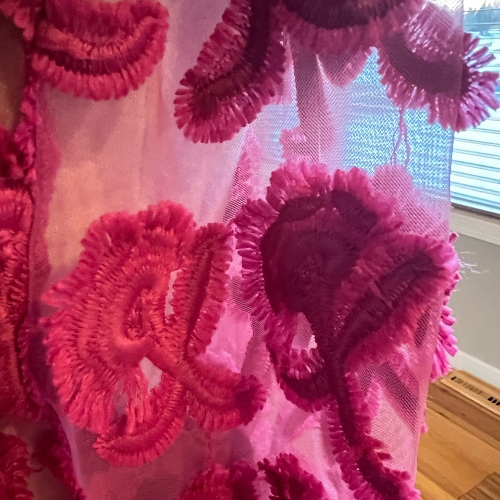 Cupio Pink Sheer Floral open front Cardigan - Picture 7 of 7